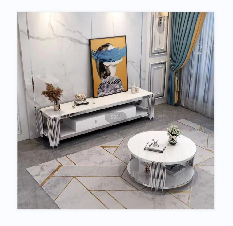 Door to Door USA Best Selling Stainless Steel Dining Table Set 1+6 1850mm Silver tempered glass Dinning Table Set