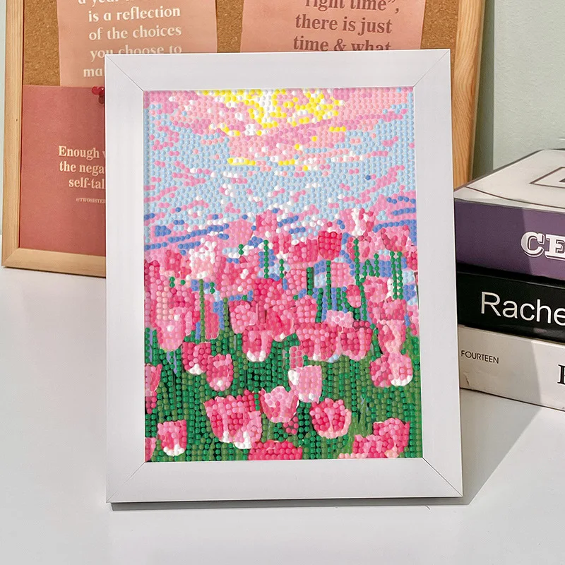 High Quantity 5D DIY Toy Full Diamond Art Painting With Wooden Frame Decoration Home Room Nice Tulip Flower Diamond Painting Toy