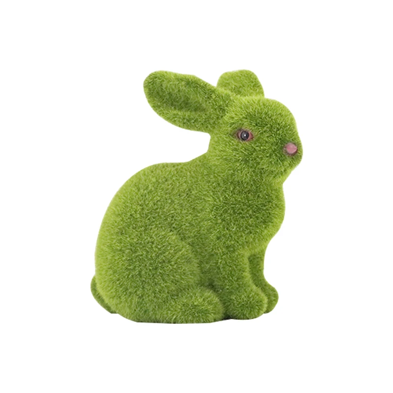 Handmade Resin Easter Faceless Doll Easter Plush Dwarf Moss Rocks Flocking Rabbit Handiwork Plush Dwarf Home Desk Ornaments