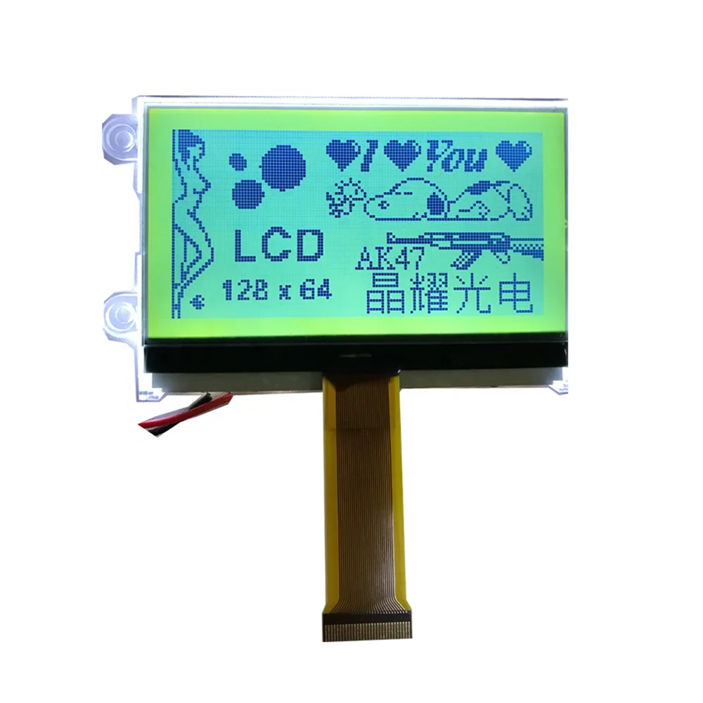 2,9 дюймов STN желто-зеленый 12864 Cog Fpc 30Pin серийный 3,0 V 128x64 Графический монохроматический ЖК-дисплей с сенсорным экраном