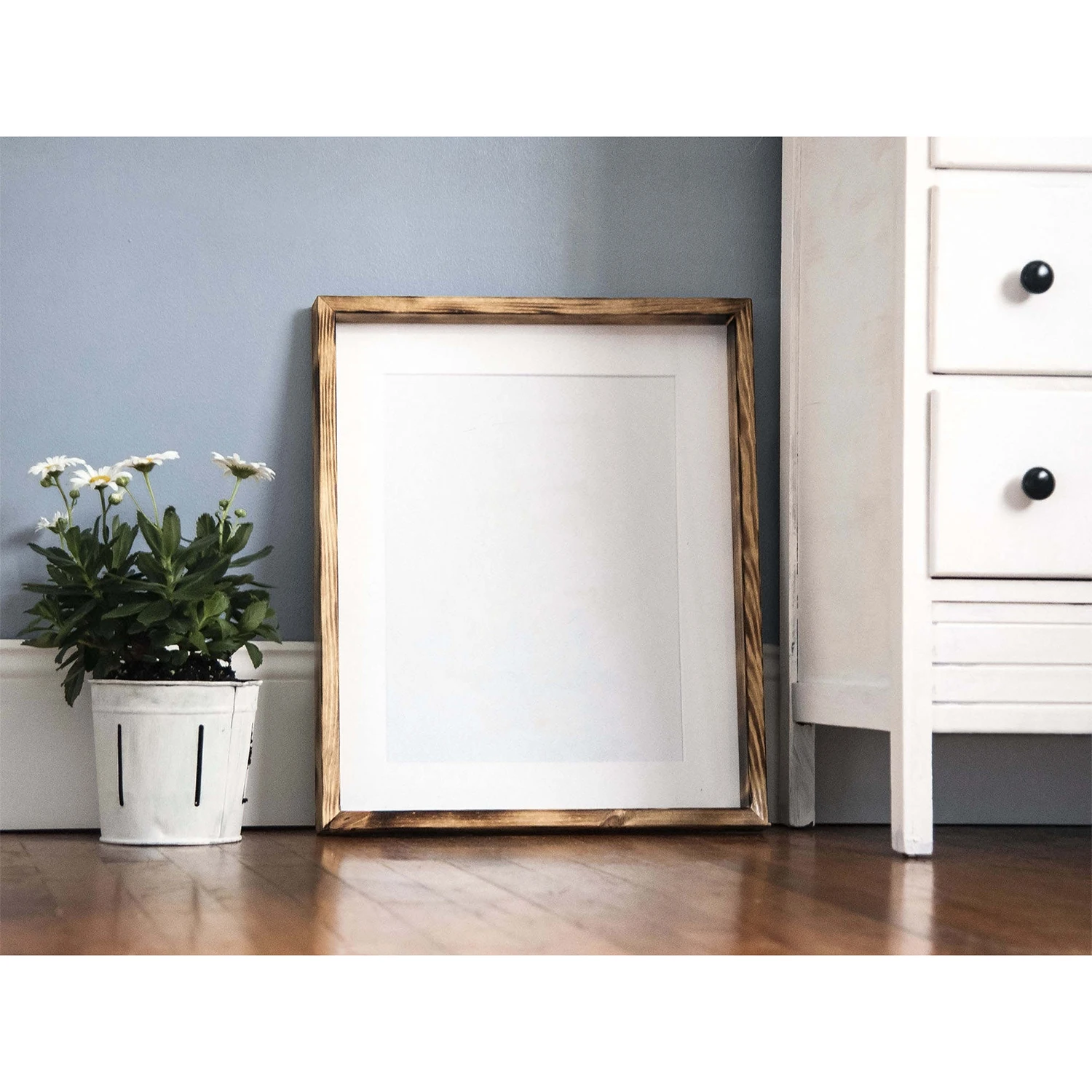 OEM Modern Photo Frame Gallery 8x10 11x14 16x20 20x24 24x32 inches Burnt Wood Picture Frame With Mat