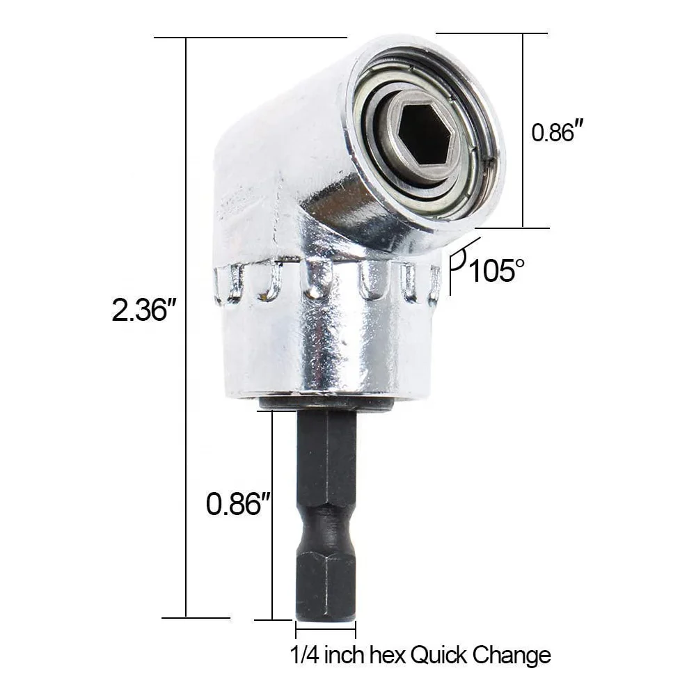 105 Degree Right Angle Driver Drilling and Driving Power Screwdriver Drill Attachment Adapter