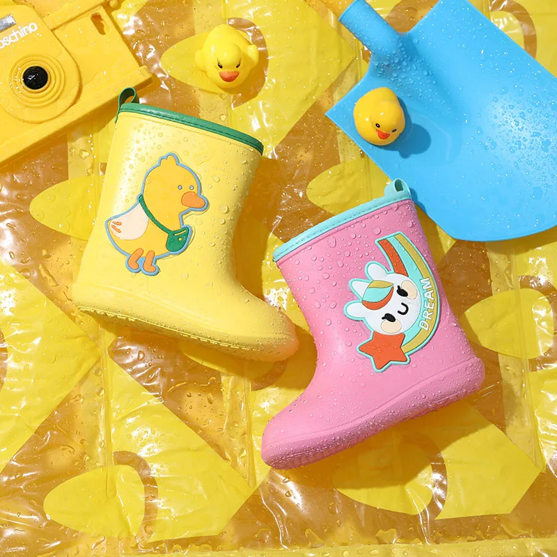 EVA Lightweight Waterproof Non-Slip Girls Boys Boots Lovely Cartoon Shoes Dinosaur Animal Patterns Toddler Children Rain Boots