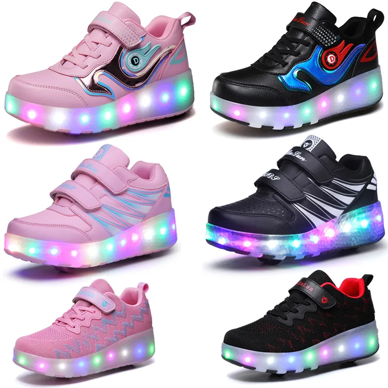 2021 popular Automatic Led Lights Roller Skates Fashion Boys and Girls Glowing Sneakers heelys in flashing roller