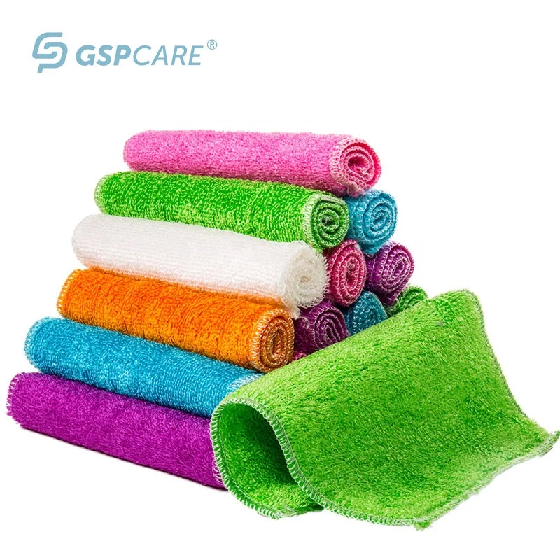 Eco-friendly Household Dishes Washing Bamboo Fiber Cleaning Cloth Natural Bamboo dishcloth