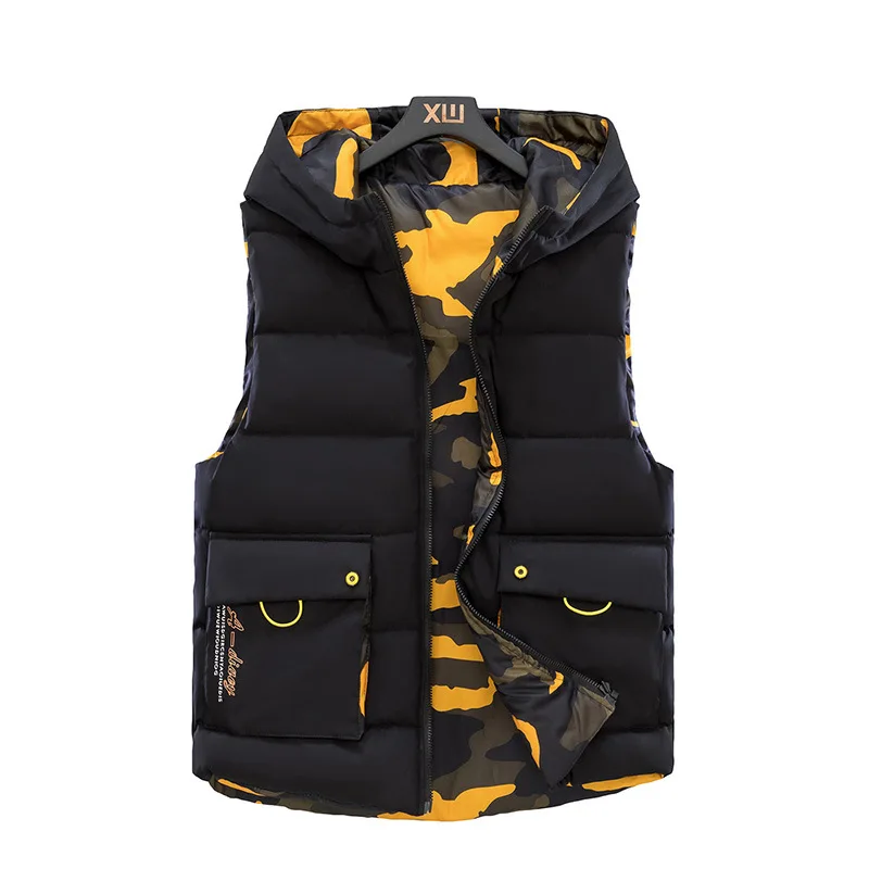 Мужская куртка-пуховик большого размера с логотипом под заказ, двусторонняя Мужская жилетка, жилет