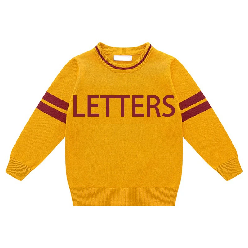 2023 Custom LOGO OEM & ODM teenager knitwear sweater men letter pattern cotton vintage vertical stripes letterman sweaters men