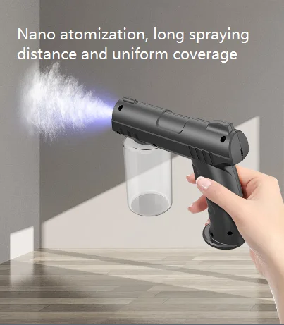 Portable Atomizer Spray Gun Blue Ray Fogging Sanitizing Alcohol Disinfection Nano Spray Gun