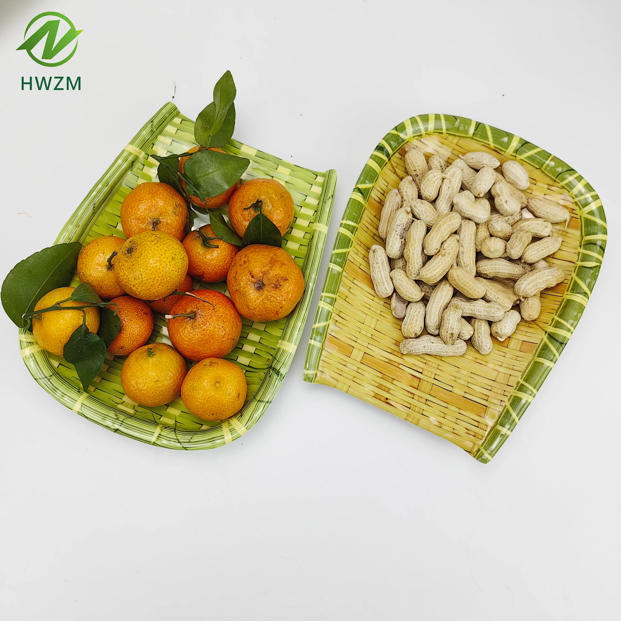 2023Small Bamboo Basket Fruit Woven Bamboo Food Tray Sushi Boat Bamboo Woven Mimetic rattan basket  Plate Handmade Basket