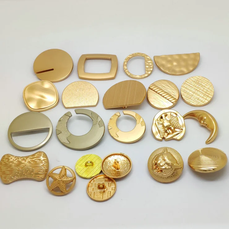 Garment Accessories Gold Custom logo embossed  gold dome sewing shank buttons metal jeans button