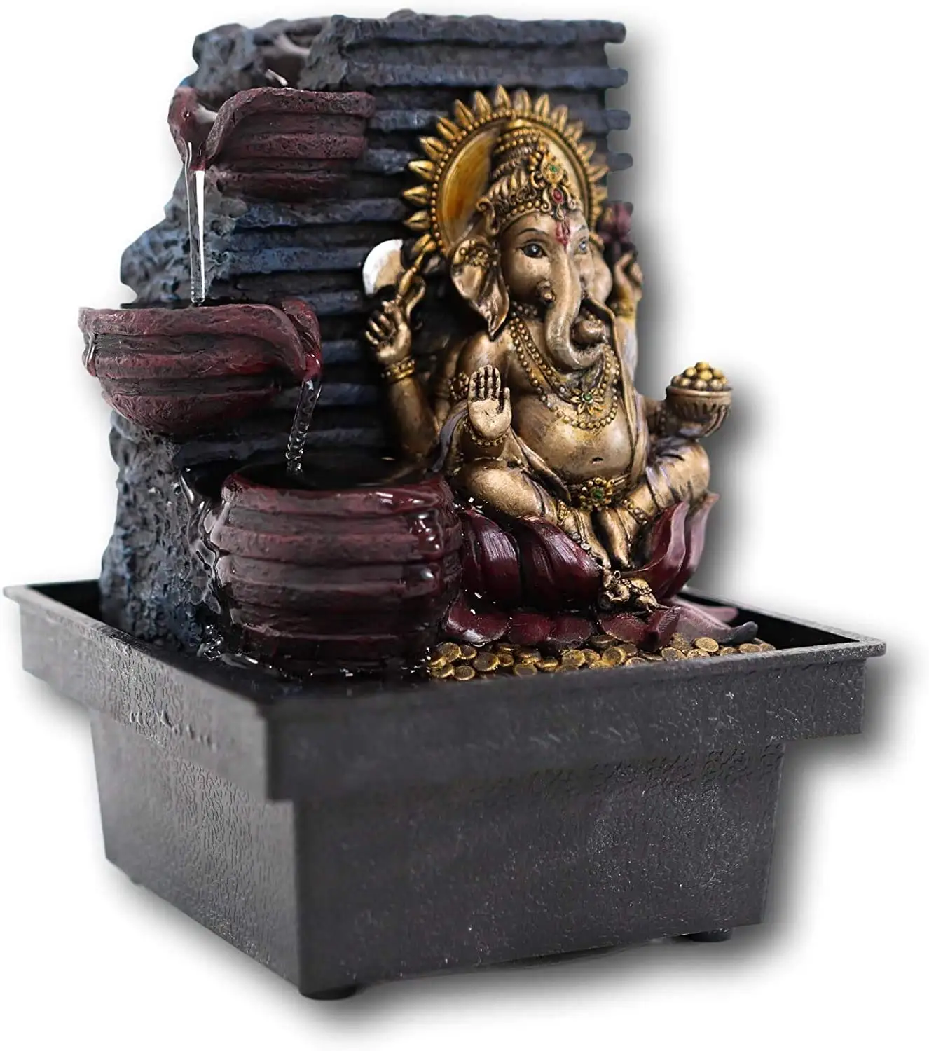 custom mini fountain decoration resin indoor ganesh water fountain