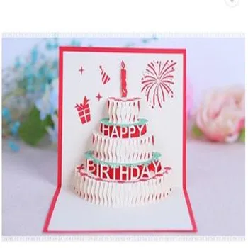 Another Design Birthday Cake And Candles New Design Handmade Paper Sculpture Shape Greeting Cards Pop Up 3D