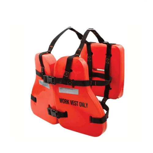 Marine Oil Workers Using Three-Pieces Life Jacket