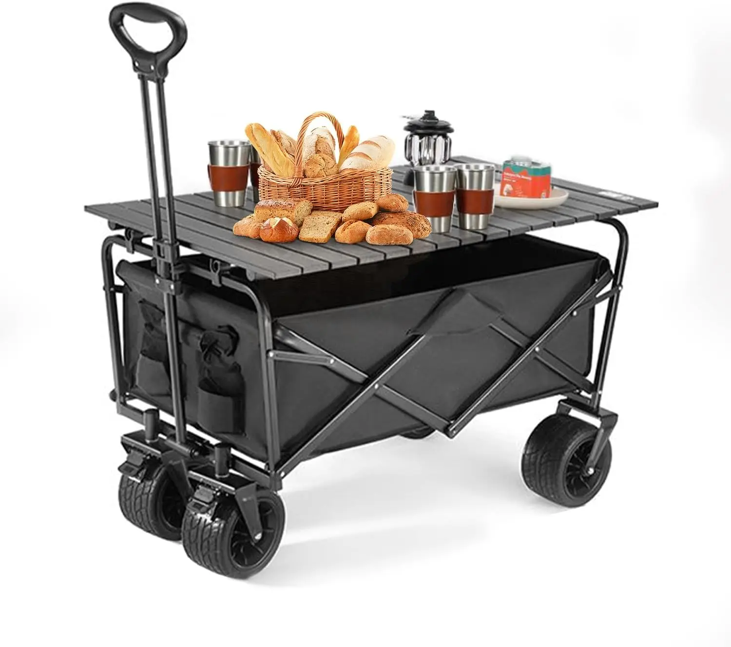 Shopping Garden Cart Utility Wagon Trolley Beach Steel TODO Camping Cart Multipurpose Camp Storage Heavy Duty Folding 4 Wheel