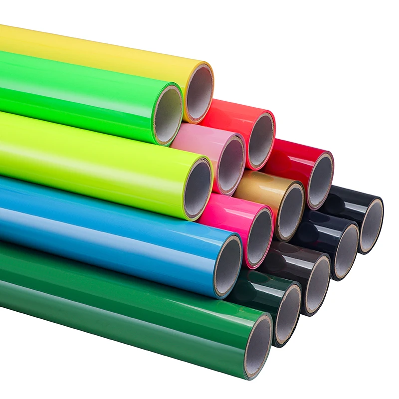Permanent Adhesive Bright Color Pu Film Roll Heat Transfer Paper Vinyl  For Clothing