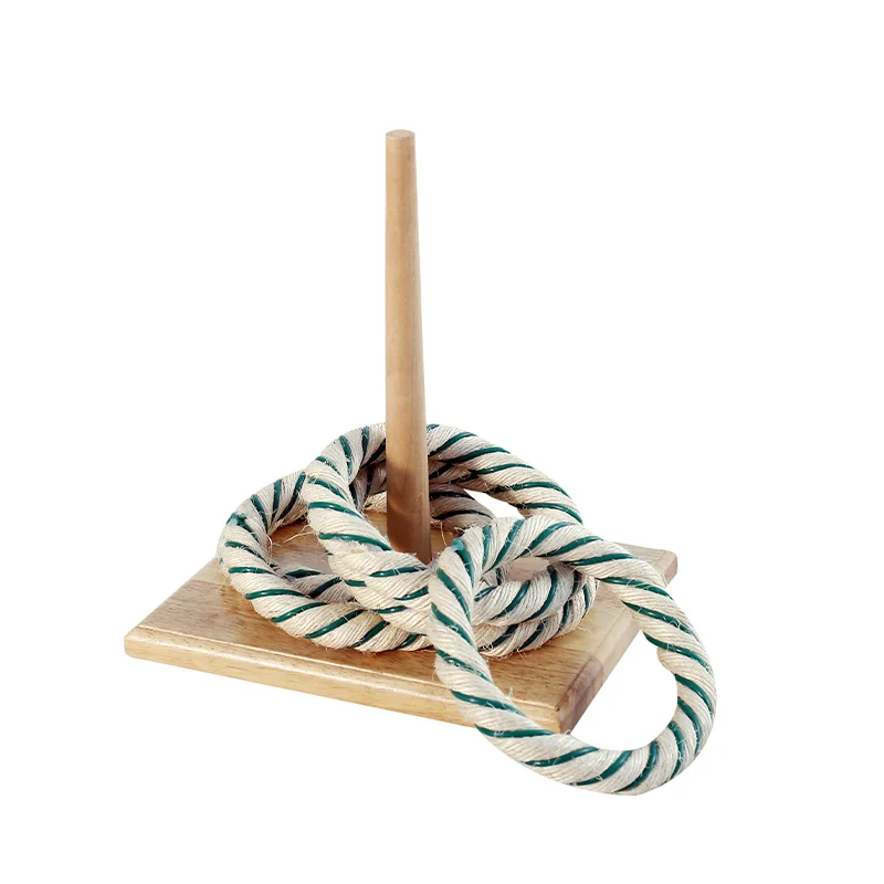 Custom Wooden Ring Toss Game Set Beach Outdoor Indoor Kids Sport Toys Lawn Family Rope Quoits Camping Games