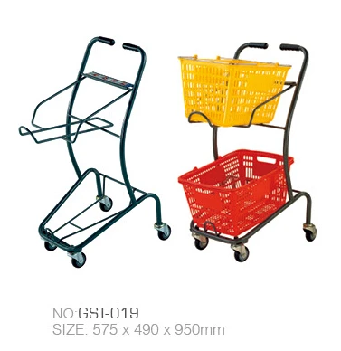 Supermarket store double baskets unfoldable shopping trolley Cart