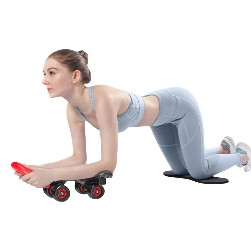 Elbow Support Ab Roller 4 Wheels Muscle Training Automatic Rebound Abdominal  Core Strength