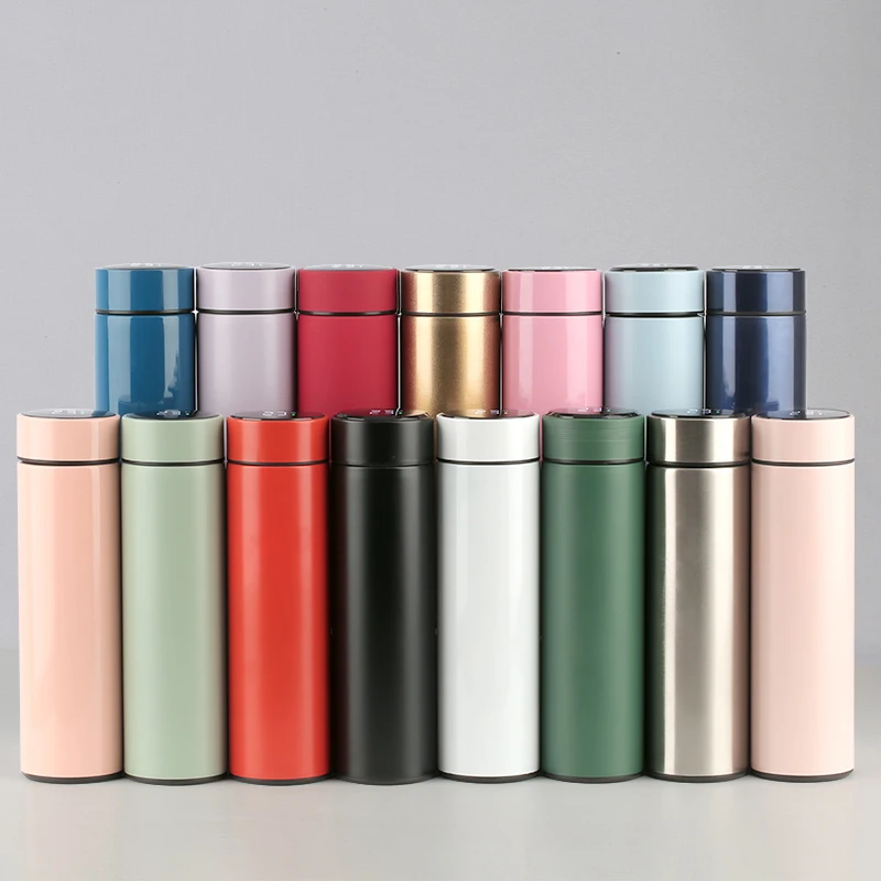 Ailingalaxy 500ml open smart water bottle with straw labels stainless steel