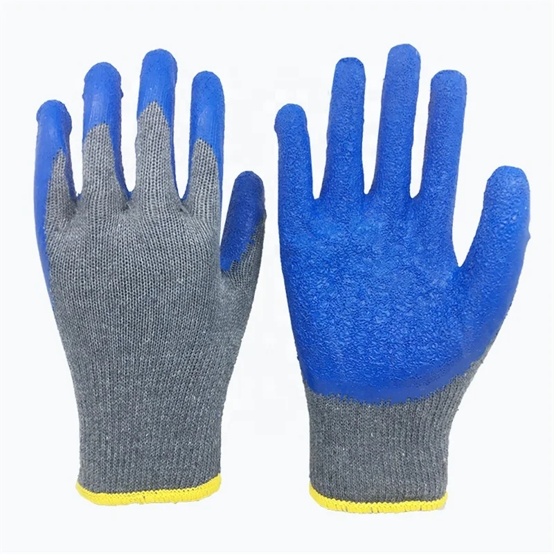 manufactures cheap crinkle rubber latex gloves working safety latex gloves powder-free