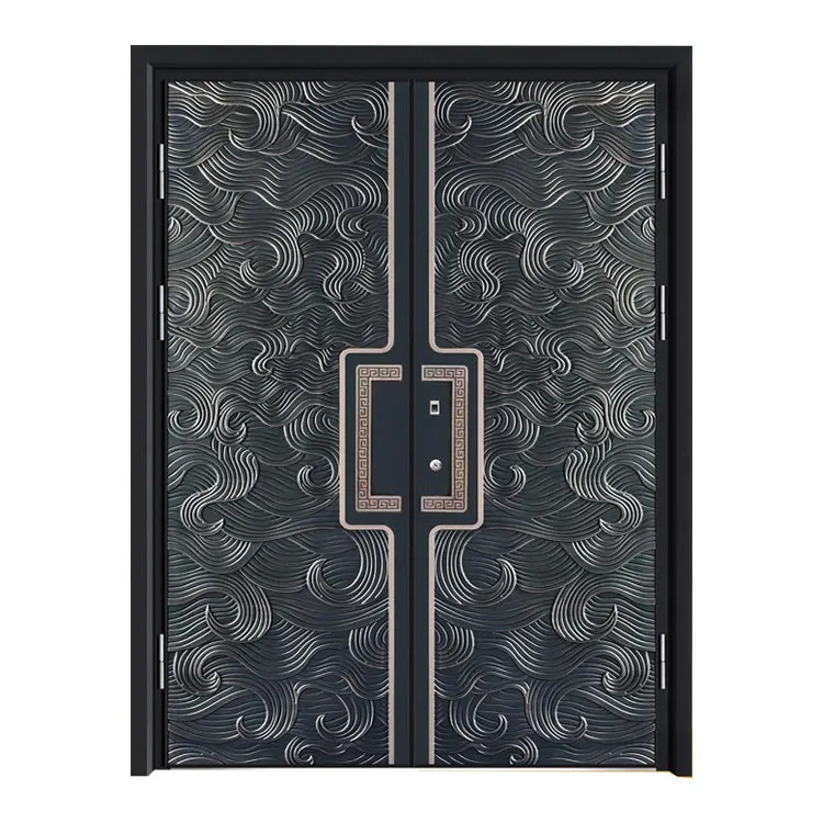 Luxurious Retro Villa Exterior Metal Cast Aluminum Double gate Armored Bulletproof Security Doors for houses Customized