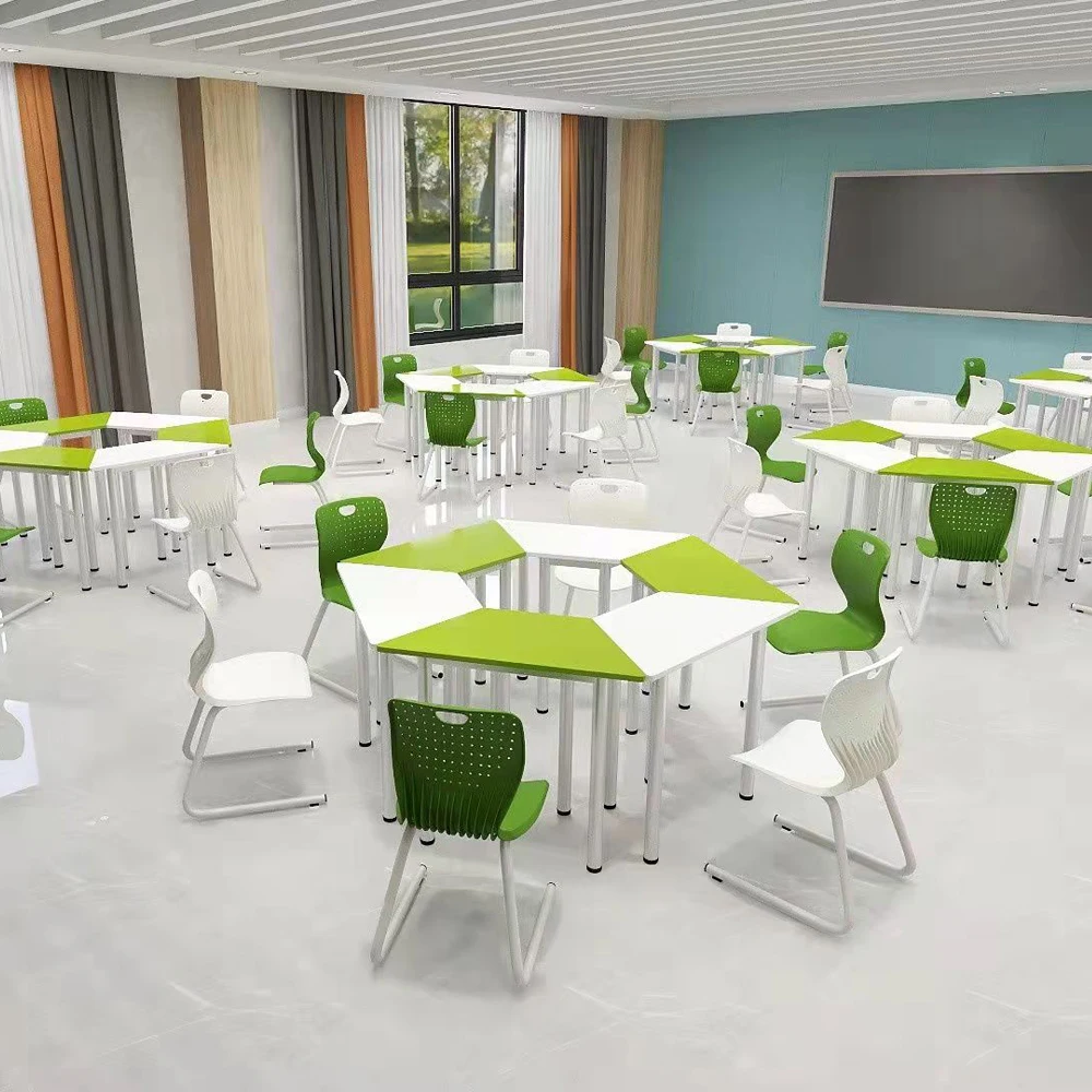 China wholesale popular design primary school furniture metal student desk and chair classroom study table desk training chair