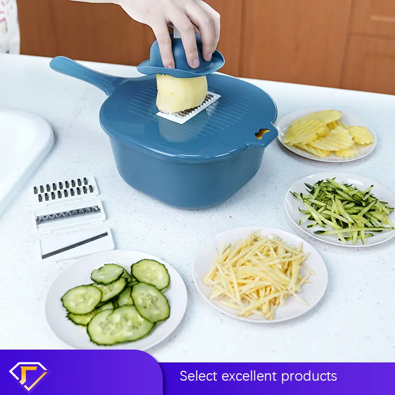 Multi-function vegetable chopper household kitchen vegetable washing vegetable cutting dual-use shredder potato grater