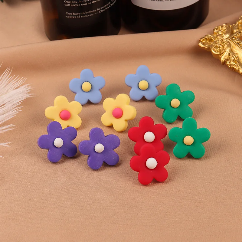 
Wholesale Bulk Custom Personality Design Hawaiian Girls Polymer Pastel Soft Handmade Flower Clay Earrings 