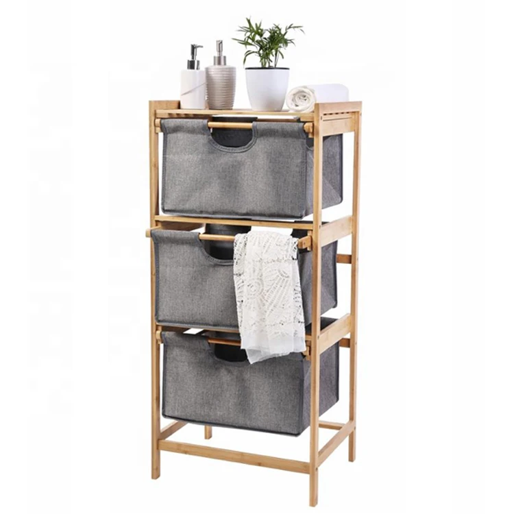 Bamboo Laundry Hamper  Basket With Storage Shelf Large Size Organizer and Legs
