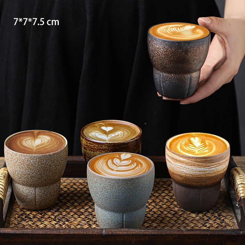 Hot Selling New Designs Tableware Arabic Retro Stoneware Matte Ceramic Clay Coffee Water Cup