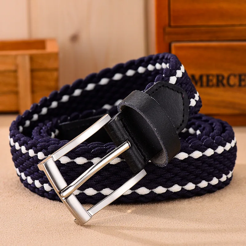 Custom Fashion Unisex Fabric Belt Polyester Knitted Elastic Stretch Belt for Women Rope Fabric Belt For Jeans