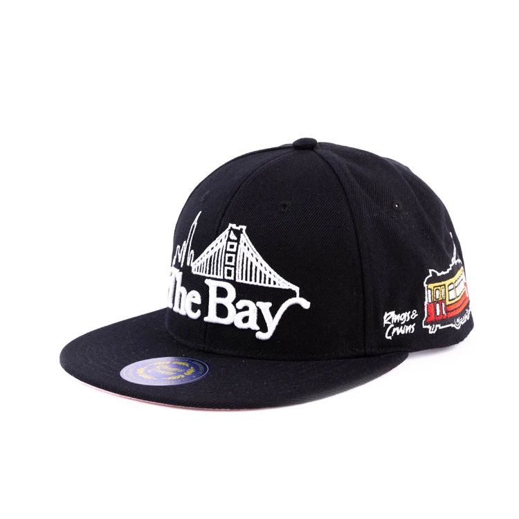 Vendor Custom 3D Embroidery Black Snapback Caps Men Wholesale Snap back Hats For Big Head