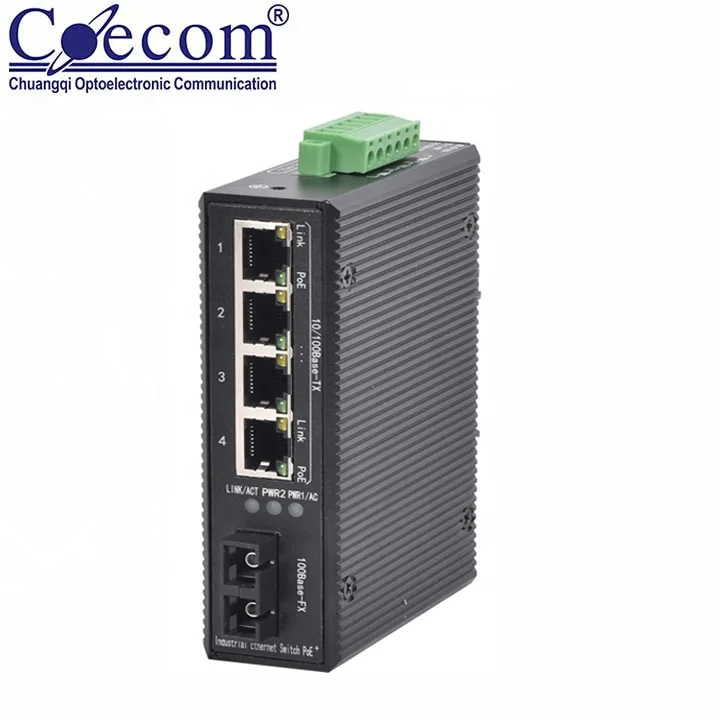 High Quality DIN-rail 1000M Ethernet Switch Multi Mode SC Fiber Optic 4 Port Ethernet Switch 12V
