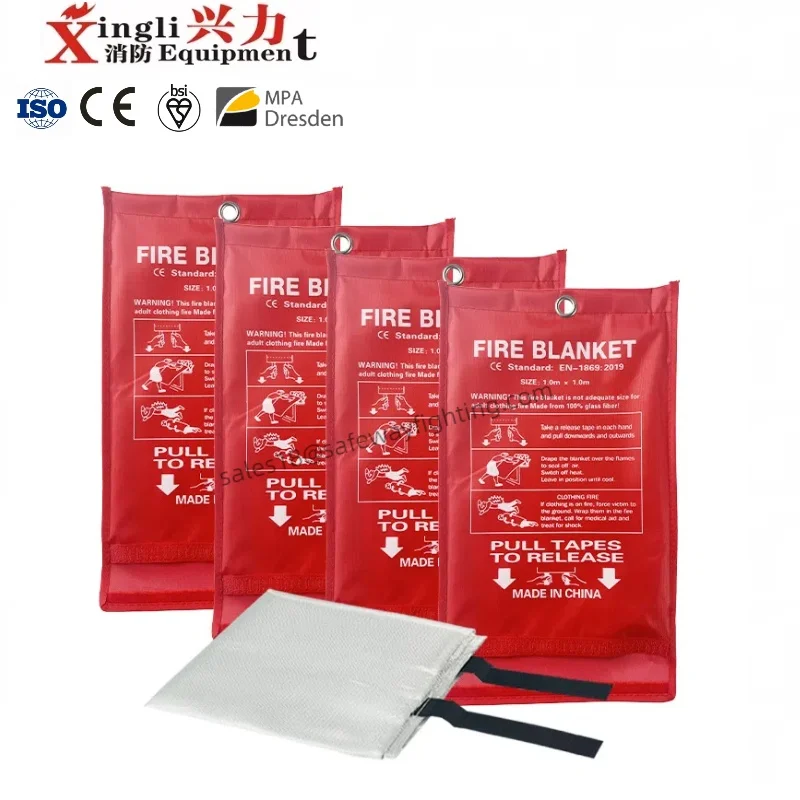 1m x 1m Flame Retardant Safety Fireproof Fiberglass Emergency UK Approved Fire Blankets for Home Kitchen