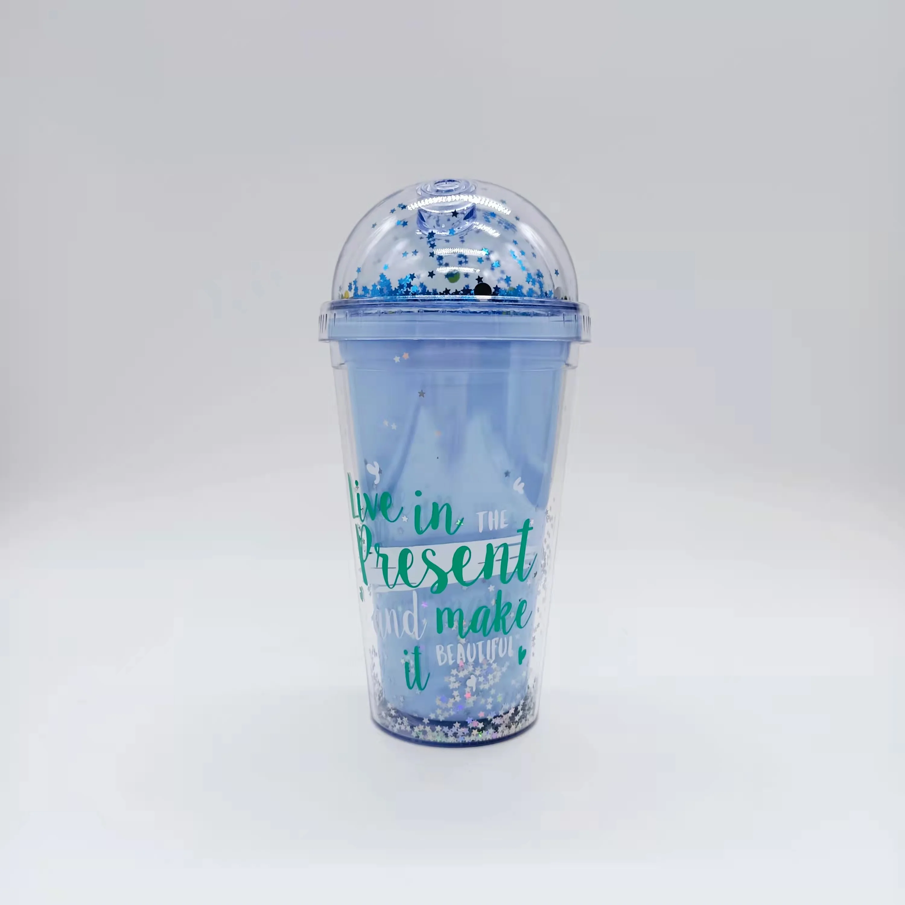 350ml 450 ml 650ml Cute Mickey Minnie Mouse Ear Bow Drinking Cup Double Wall Plastic Tumblers With Straw