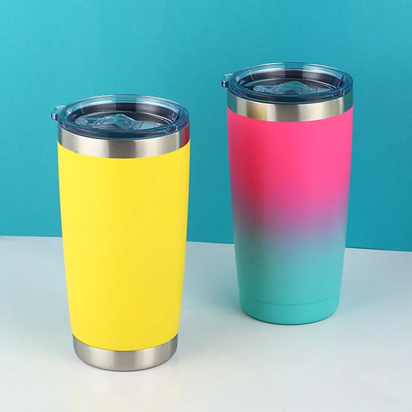 20 OZ Hot Selling Car Travel Mug Double Wall Stainless Steel Vacuum Insulator Powder Coating Tumbler Coffee Cups with Lids