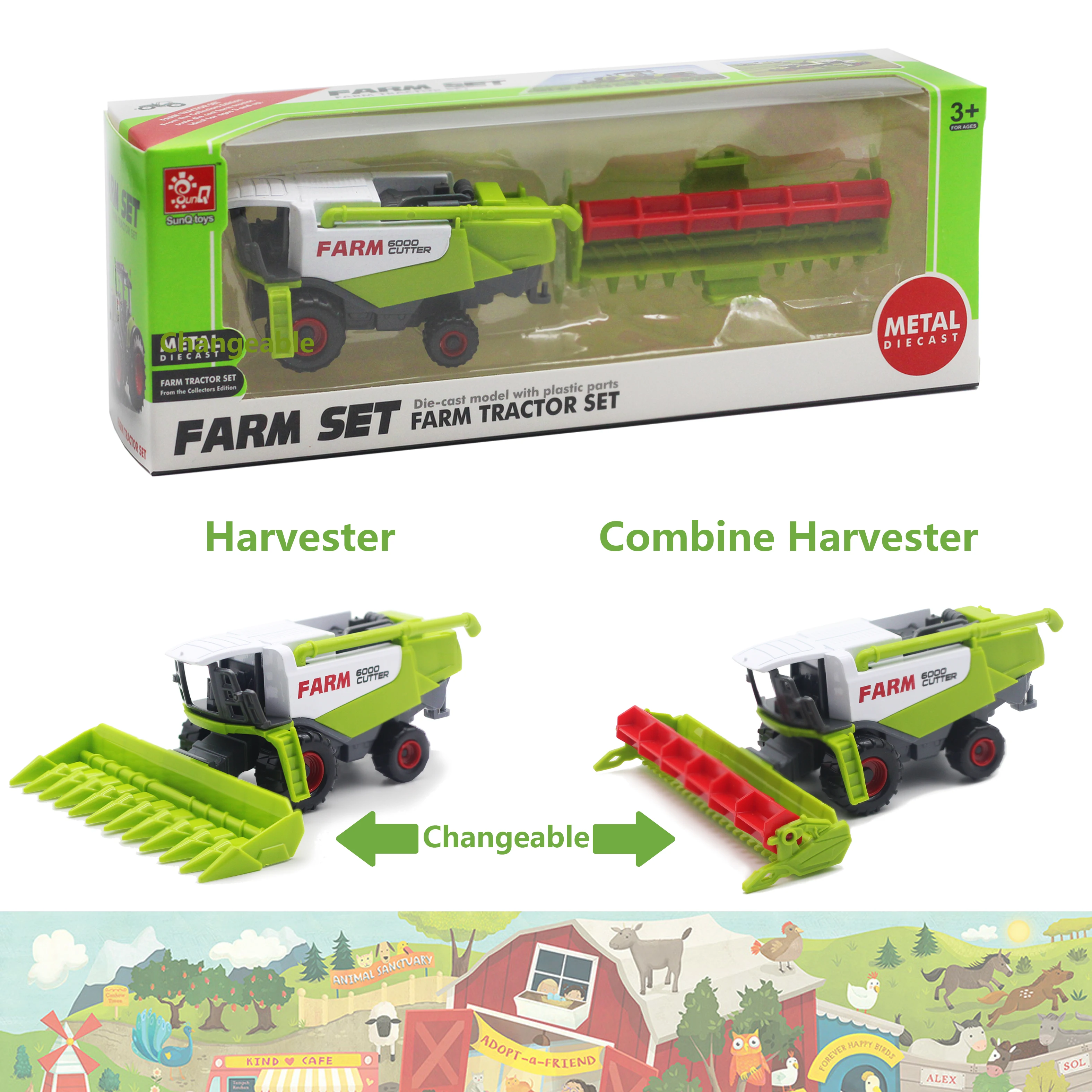 SunQ New arrivals 1/64 ratio 1pc alloy farm truck toy tractors for children