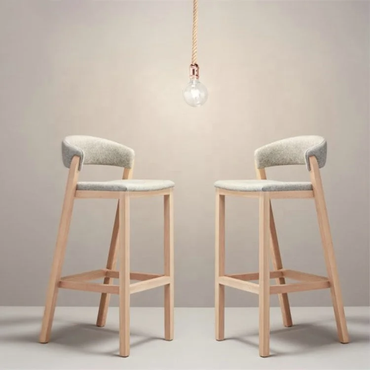 nordic styled kitchen island furniture fabric bar stool with foot stop