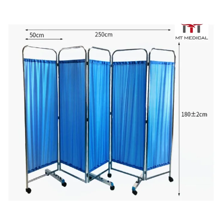 Недорогая портативная медицинская мебель из нержавеющей стали, 5 панелей, складная кровать для пациента