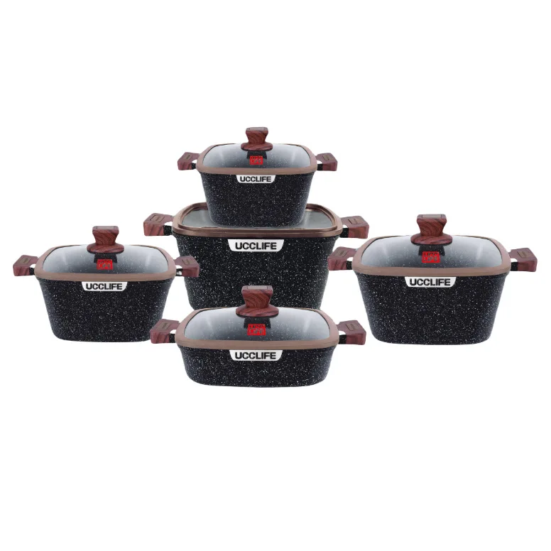 Ready Ship Stock 10pcs set Cooking Pot Set  Cookware Granite Double Boilers Multifunction Cooking Pot Sets
