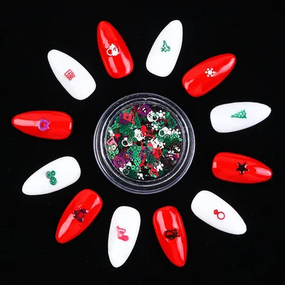Christmas Mixed Colorful Snowflake Bell Nail Glitter Manicure Nail Art Decorations