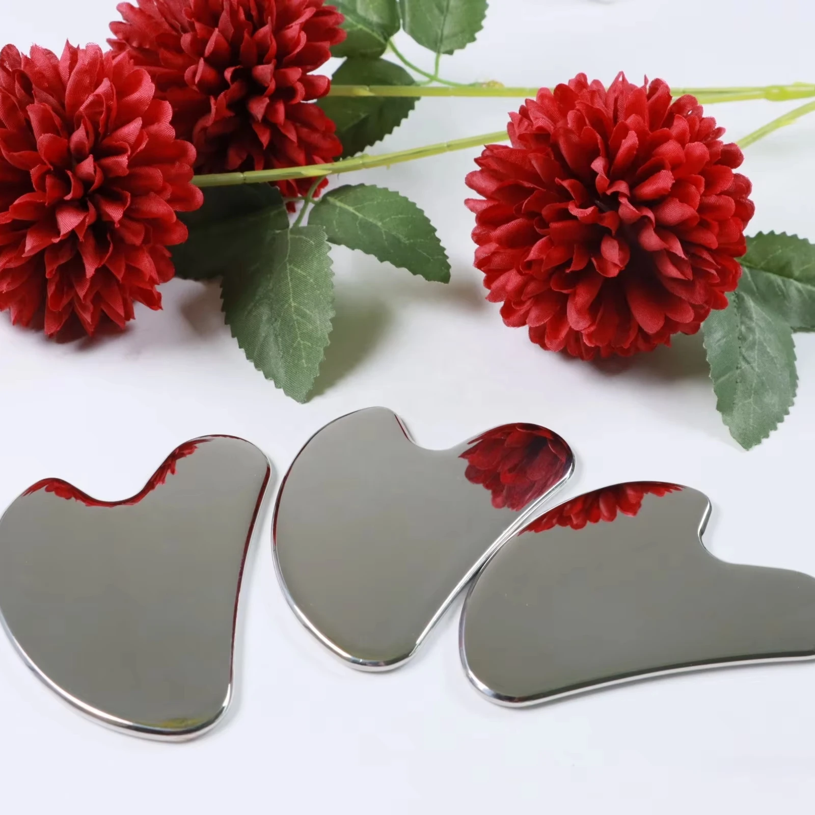 custom logo massage tool 904 stainless steel heart guasha stainless guasha