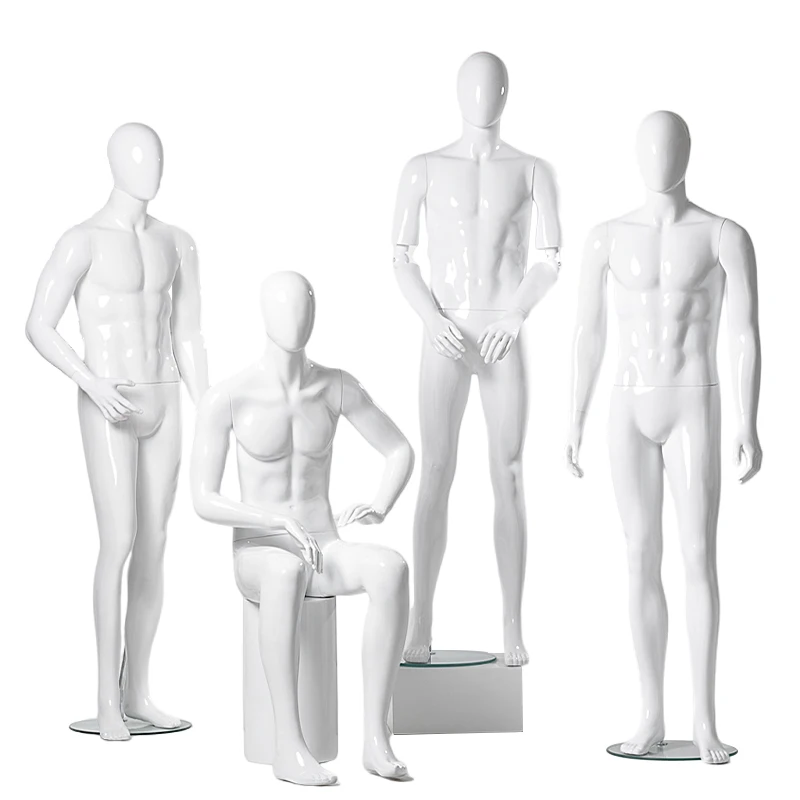 Wholesale Luxury Glossy White Fashion Manikin Dummies White Plastic Male Mannequin Full Body for Luxury Suits