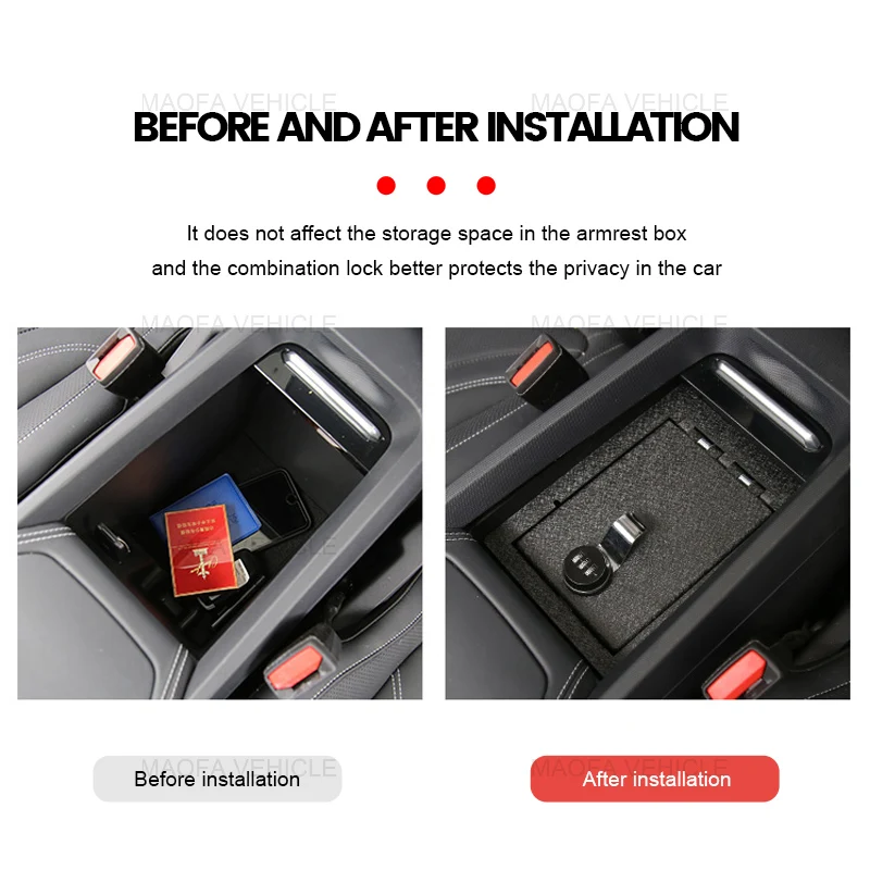 2021 2022 Car interior parts Center Console Armrest Storage Box Car Armrest Box with Password Lock For Ford Mach-e
