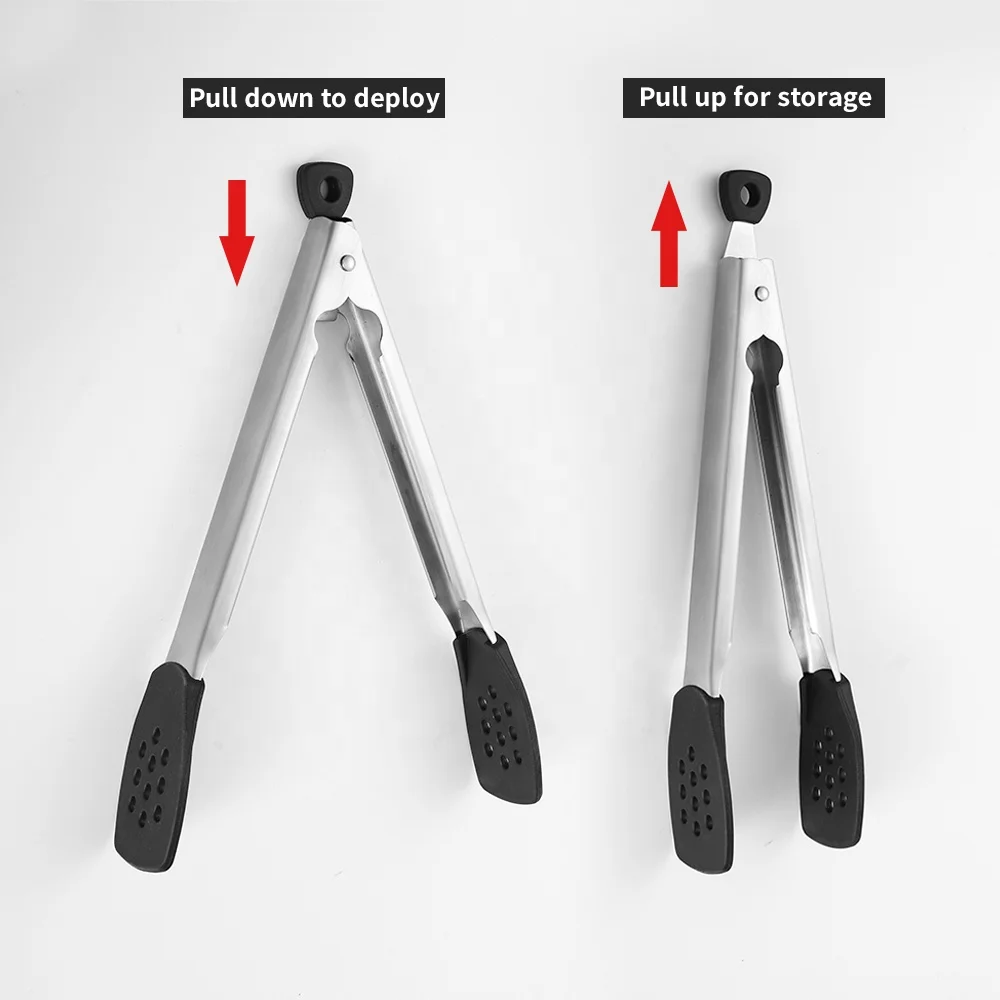 
Food grade stainless steel silicone steak clips Korean BBQ tongs 