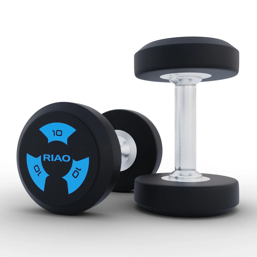 High Quality Wholesale Free Weights kg lbs Manufacturer PU Round Head Dumbbell Gym Dumbbells