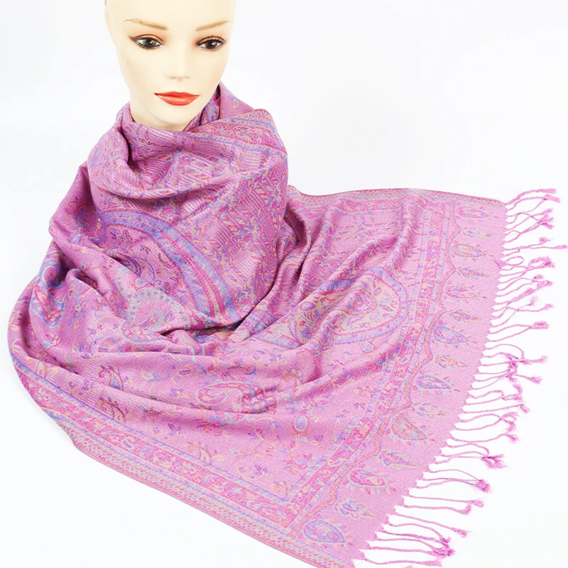 Fashion Ladies Warm long jacquard shawl Large size Autumn/Winter scarf for women Palestinian fringe
