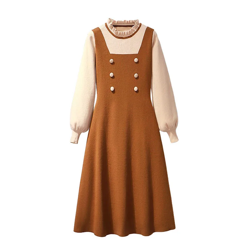 modern autumn beautiful fitted office dress knitted vintage elegant ladys dresses