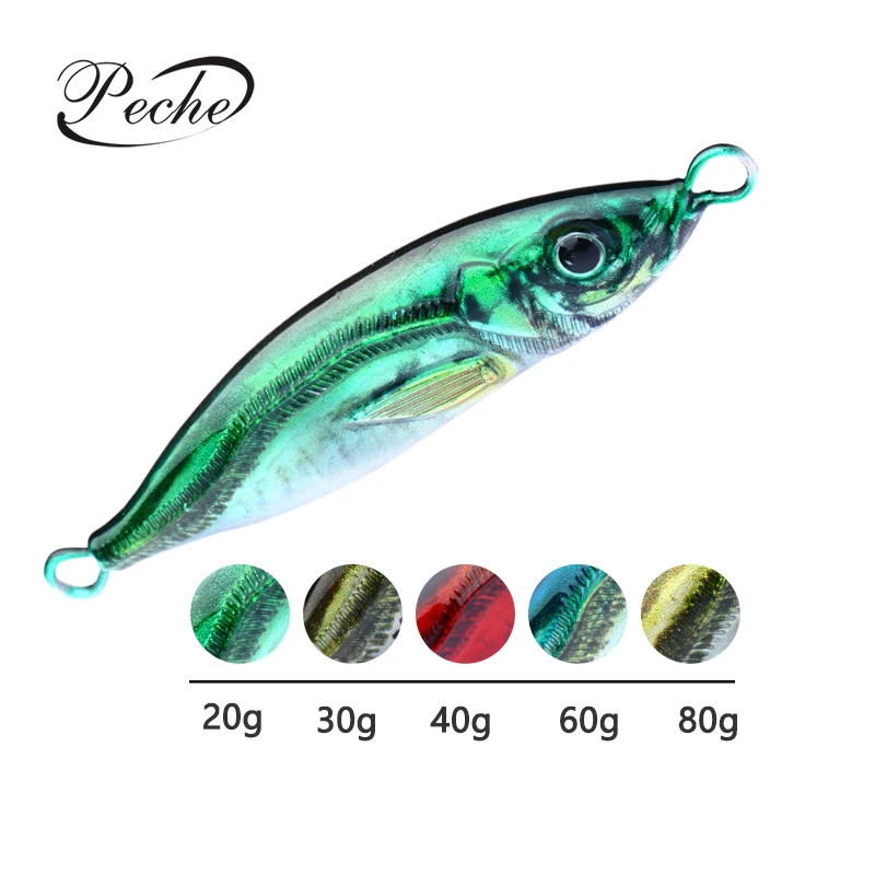 OEM ODM Jigging Fishing Lure Tackle Leurre De Peche Lead Metal Casting Swimming Bait 20g 30g 40g 60g 80g Slow Pitch Jigs Lures