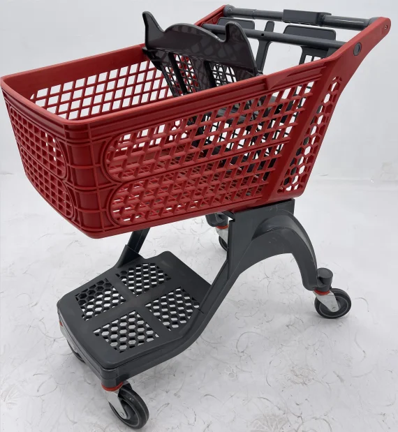 Hong He Supermarket Store Plastic Shopping Trolleys Folding Wire Carts